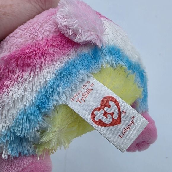 Ty Beanie Boos Lollipop The Rabbit Pastel Rainbow Beanie Baby Plush Toy - Picture 4 of 6